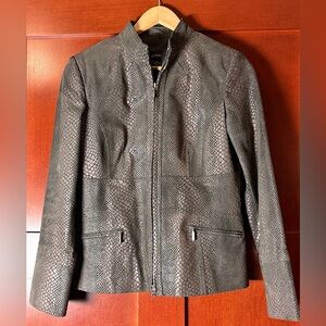 Alfani Women’s Dark Brown Snake Print Leather Jacket Size Small